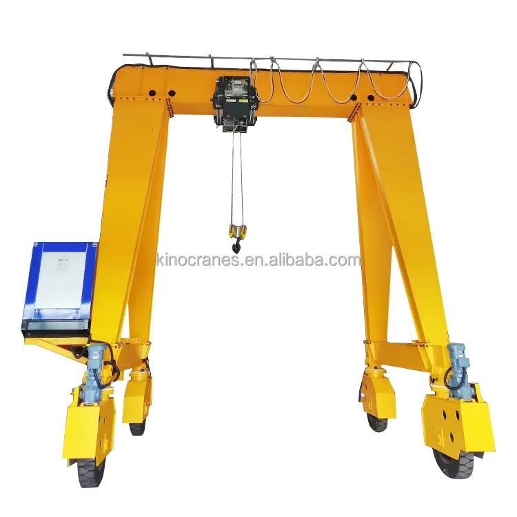 CE Approved Customized Workshop Trackless Mobile Rubber Tyred Gantry Crane With Hoist