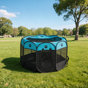 Casa para Mascotas Plegable Premium, Antiarañazos, Transpirable, de Tela Oxford, Jaula Octogonal para <span class=keywords><strong>Perros</strong></span> y Gatos Pequeños, Uso Interior y Exterior, Cuatro Estaciones, Imitación - Product Image 1