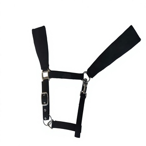 Cabestro Ajustable de Nailon para Caballo, Negro y Azul a Rayas, con Hebillas y Anillas de Acero Inoxidable, para Entrenamiento, Equipo Ecuestre - Product Image 3
