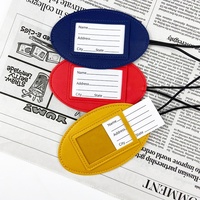 Étiquette de bagage ovale en cuir PU personnalisable avec logo, cordon élastique multicolore, étiquette de carte d'embarquement vierge, carte de signature, grande taille, direct usine