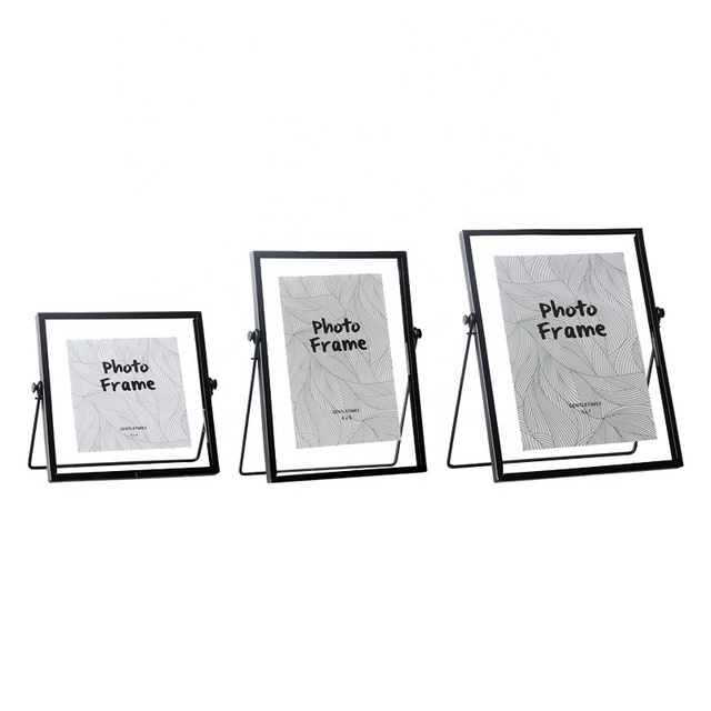 Metal Black Photo Frames Modern Concise 4in 6in 7in Photos Use Glass Cover Frames Metal Art Picture Photo Frames
