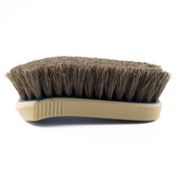 Brosse à poils mélangés bicolore LB-007 - Manche ivoire/bleu, poils naturels mixtes, pour l'entretien des chaussures/du cuir/de l'intérieur des voitures