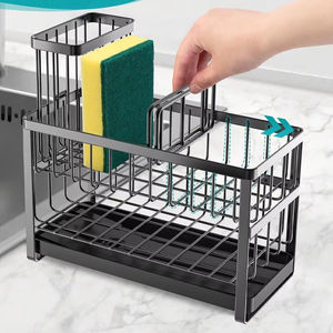 حامل إسفنج للمطبخ من طبقتين، رف تخزين قابل للتعديل فوق الحوض مع صينية تصريف - Product Image 4