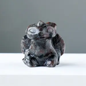 Piedra curativa de cristales naturales tallada a mano, dragón sin dientes, obsidiana negra, venta al por mayor