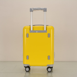 Yellow 16-Inch Square Student Trolley <b>Suitcase</b> With Swivel <b>Wheels</b> For Travel Carry-On - Product Image 1