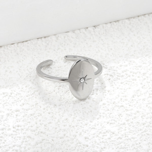 แหวนเปิดหน้าเรียบง่ายรูปดาวแปดแฉกประดับเพชรขาวแบบหนามเตย สำหรับผู้หญิง ของขวัญ เครื่องประดับ - Product Image 3