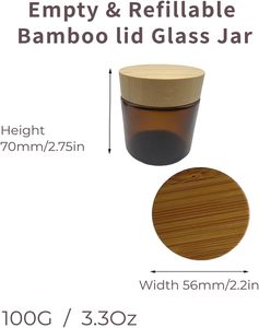 Eco-Friendly PET <b>Plastic</b> Cream <b>Jar</b> 50g-500g Frosted Amber Bamboo Lid for Skin Care Cream Face & Lipstick Cosmetic Use - Product Image 2