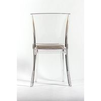 Silla Transparente para Salón Lucienne con Cojín de Cuero Ecológico NABUK Gris Paloma - Diseño Confortable Modelo 15C2014-1