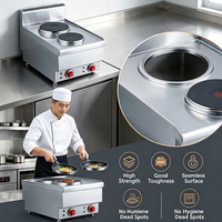 JUSTA Tisch-Elektroherdplatte 2-Brenner Edelstahl 304 Gewerblicher Kocher 5000-10000W 1 Jahr Garantie