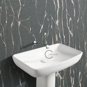 Mini lavabo colonne pour appartements de petite taille, lavabo mural compact en céramique - Product Image 2