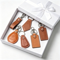 Porte-clés en cuir gaufré marron vintage – Accessoires personnalisés durables avec impression à chaud pour usage professionnel