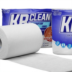 Lingettes écologiques jetables biodégradables en tissu non tissé pour bébé et maman Krclean, 400 lingettes 15x15cm, style uni, chiffons de nettoyage - Product Image 1
