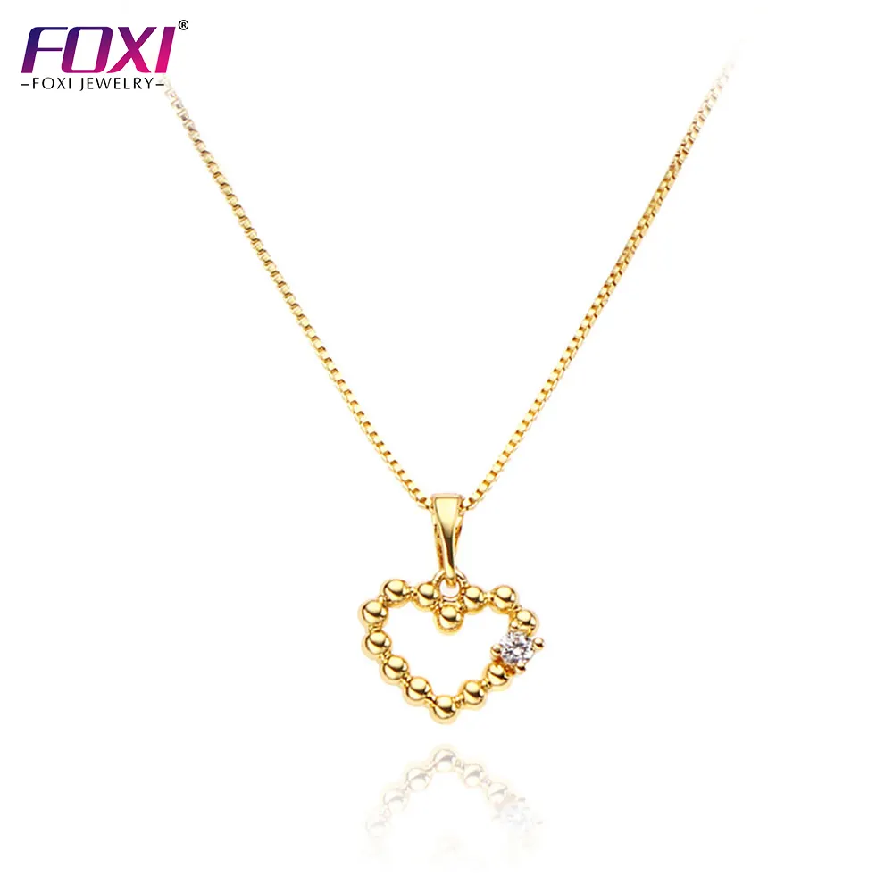 Foxi jewelry factory price 18k gold heart jewelry necklace for valentine's day