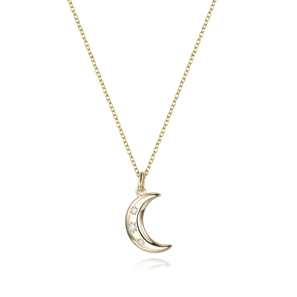 VLOVE Jewelry Fashion 14k Golden Moon Pendant Sun Diamond Inlaid Necklace