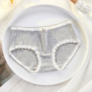 Mutandine da Donna in Cotone <span class=keywords><strong>a</strong></span> Righe Verticali con Volant, Tinta Unita, Multicolore, Casual per Uso Quotidiano - Vendita all'Ingrosso - Product Image 6