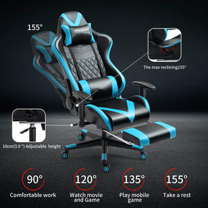 Chaise de bureau en PC avec repose-pieds, siège <span class=keywords><strong>baquet</strong></span> ergonomique pivotant réglable, chaise de jeu lombaire, style course, pour <span class=keywords><strong>gamer</strong></span> - Product Image 4