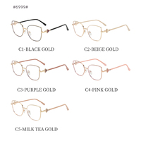 Montures de lunettes optiques surdimensionnées tendance pour femmes, montures optiques en métal, lunettes d'ordinateur pour femmes, lunettes anti-lumière bleue, Gafas