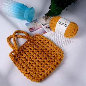 Plat bande gaze grossier boule de laine main DIY tricoter panier de rangement poignet sac Crochet matériel sac Tricot À La Main Fil - Product Image 4