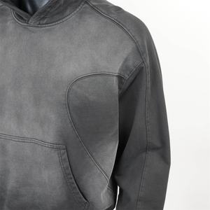 เสื้อฮู้ดดี้ทรงบ็อกซี่แบบครอป ผ้าเฟรนช์เทอร์รี่เนื้อหนา สไตล์ย้อมสีแบบแอซิดวอช ยี่ห้อ TOPSHOW คุณภาพสูงสำหรับผู้ชาย - Product Image 2