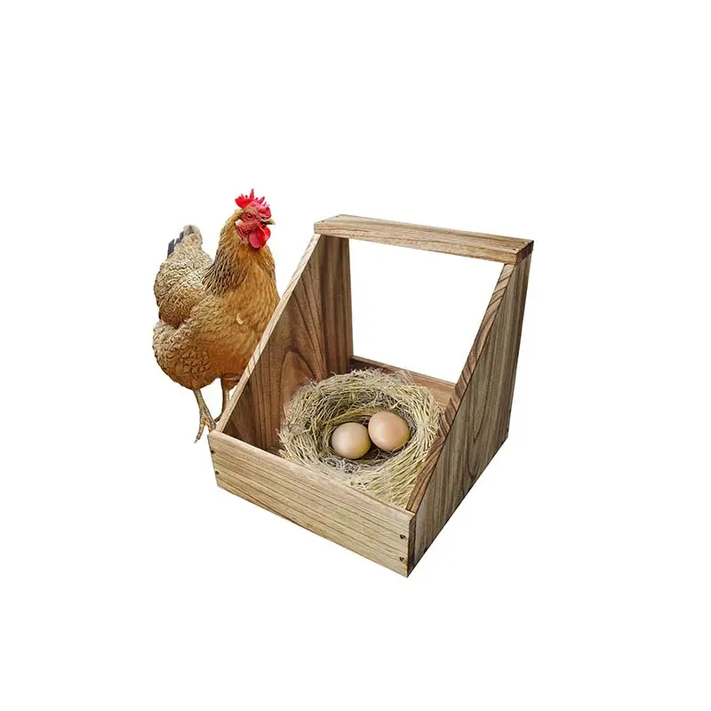 Ahşap tavuk kümesi kutusu taşımak için uygun kolları ile özelleştirilmiş doğal bambu ve ahşap tavuk yuva kutusu