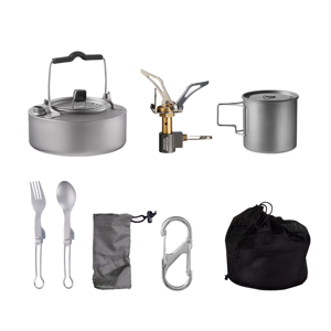 Juego de Utensilios de Cocina Ultraligeros de Titanio para Camping Individual, Taza, Olla y Cuchara con Estufa Portátil, Equipo Ligero y Duradero para Senderismo y Excursionismo - Product Image 2
