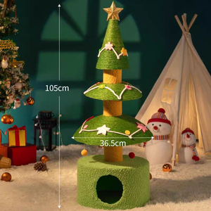 Arbre à chat de Noël avec griffoir intégré pour petits et moyens animaux domestiques, avec plateau en sisal - Product Image 4