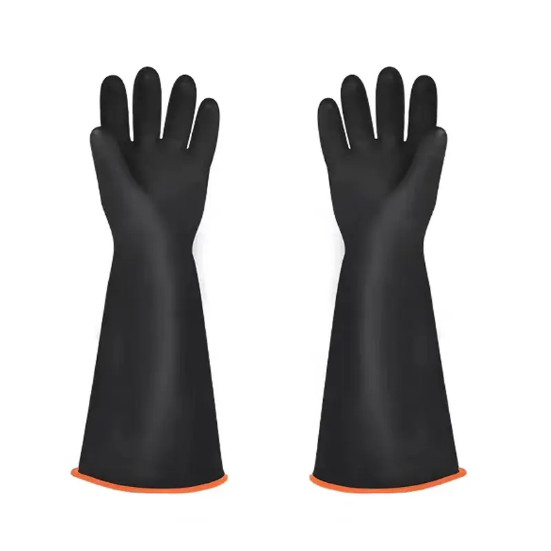 Durable and easy to useAcid and alkali resistant latex lengthened and thickened 45cm black industrial chemical protection gloves