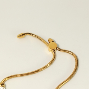 Gold Color Zircon Bead Snake Chain Bracelet 18K Gold Plated Stainless Steel Adjustable Bangle for Women <b>Gift</b> - Product Image 4