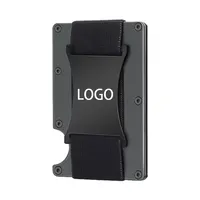 Portafoglio sottile minimalista in alluminio sottile personalizzato di alta qualità durevole piccolo porta carte di credito con blocco Rfid per i viaggi