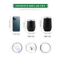 Tasse de voyage à café Offre Spéciale 12oz pour boissons 360ml tasse en acier inoxydable noir à double paroi pour gravure laser