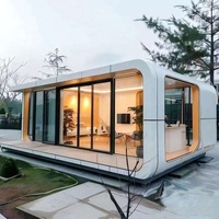Mini-maison en acier, chambre d'hôtel capsule spatiale avec cuisine, chambre et salle de bain pour cour, cabane Apple Pod
