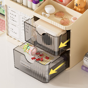 Multi-functional <b>Drawer</b> File Stand Office Desk Small Grid Pen Holder <b>Storage</b> Box Student Dormitory Home Use Shelf - Product Image 5