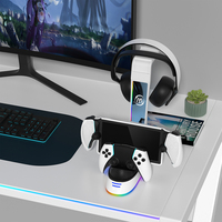 Console d'écouteurs de jeu de stockage de support de lumière RVB compatible avec le portail PS