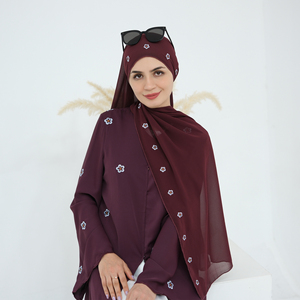 2025 señoras moda Dubai Abaya estilo mujer Abaya con Hijab ropa islámica bordado Bowknot <span class=keywords><strong>Cardigan</strong></span> lujo Abaya - Product Image 1
