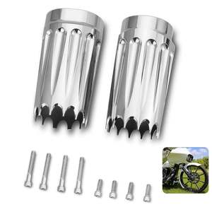 Nouveau couvercle de bottes de fourche avant usiné CHROME CNC pour <span class=keywords><strong>Harley</strong></span> Touring FLHR FLHX FLHT Softail vache cloches FLTR équipement de moto - Product Image 4