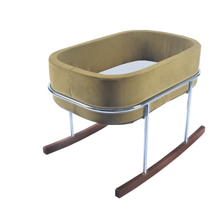 Berceau à bascule moderne en velours pour bébé avec support métallique, berceau en bois rembourré de luxe, lit de bébé sécurisé pour nouveau-né - Product Image 1