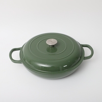 Coloré Personnalisé En Gros OEM Émail Fonte Creuset Fruits De Mer Casserole Peu Profonde Marmite À Four Hollandais Avec Couvercle