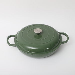 Colorido personalizado al por mayor OEM esmalte de hierro fundido <span class=keywords><strong>Creuset</strong></span> mariscos cazuela poco profunda olla Horno Holandés olla con tapa - Product Image 6