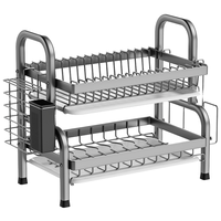 Égouttoir à vaisselle moderne en acier inoxydable à trois niveaux, type sur pied, portable, compact, ensemble d'égouttoir à vaisselle détachable, grand égouttoir à vaisselle