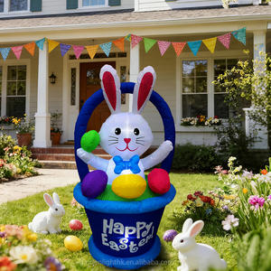 Decoración inflable de Pascua de 4 pies, conejo en cesta con huevos, luces LED integradas, decoración inflable para jardín, césped y fiestas. - Product Image 4