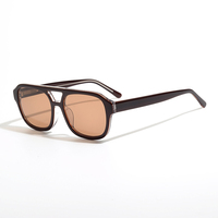 Lunettes de soleil de luxe unisexes pour hommes, marque 2024, aviation, en acétate, couleur écaille, monture carrée, verres verts CR39, protection UV400