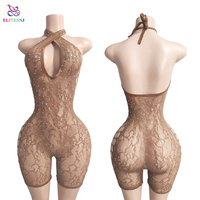Tenue de danse exotique ELITES une pièce à bretelles avec strass pour la pole dance