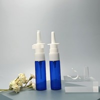 Botella de Vidrio Azul para Suero Cosmético Personalizada, 5 ml, 10 ml, Botella Redonda Vacía de Vidrio para Spray Nasal