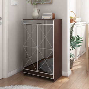 Elegant Decor Spiegelkast Met Zilveren Rand, Spiegelkast Met Dubbele Deur Opslag, Schoenenopbergkast - Product Image 2