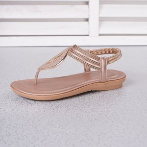 Bohemian <b>Sequin</b> Clip Toe Roman Sandals Ladies <b>Plus</b> <b>Size</b> 2026 Summer Flat Breathable Trendy Cross Border Beach Footwear - Product Image 6