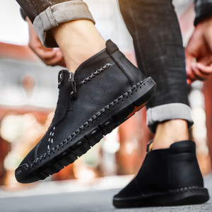 Bottes pour hommes, bottes décontractées d'automne et d'hiver, chaussures à fermeture éclair, chaussures de créateur tendance, bottes mi-hautes à enfiler, imperméables, chaudes, fourrées, bottes de neige pour hommes - Product Image 5
