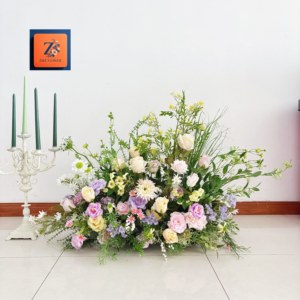 Arranjo Grande de Flores Artificiais Clássicas Coloridas para Centro de Mesa de Casamento, Feito à Mão, Duradouro, para Casamentos e Recepções - ZIKE - Product Image 3