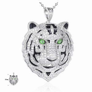 Hip Hop 3D Dier Vorm Zilver Heren Ketting Straat Trend Retro Tijger Hoofd Hanger Ketting Sieraden