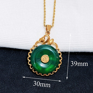 สร้อยคอเพชรจี้<span class=keywords><strong>พระ</strong></span>สำหรับผู้หญิง,สร้อยคอเสริมฮวงจุ้ยสไตล์จีนจี้หยกสเตนเลสสีทอง - Product Image 3