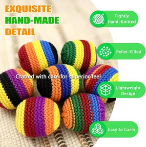 Handmade Crocheted <b>Rainbow</b> Set Knitted for Kids & Adults Colorful Kick Ball for Style Games Juggling Games - Product Image 3